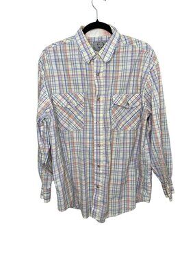 Cowboy Up Mens L Plaid Western Pearl Snap Shirt Cotton Long Sleeve Multicolor